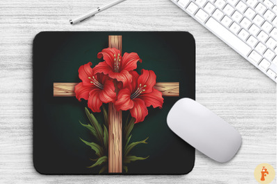 Wooden Cross With Amaryllis Flowers