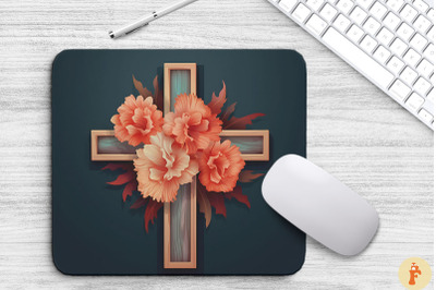 Wooden Cross With Carnation Flowers