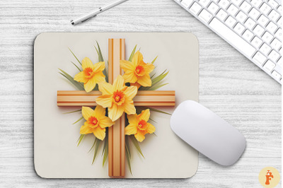 Wooden Cross With Daffodil Flowers