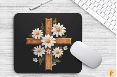 Wooden Cross With Daisy Flowers