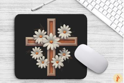 Wooden Cross With Daisy Flowers