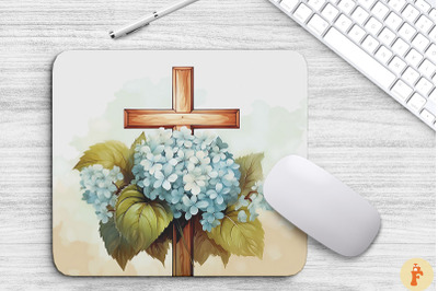 Wooden Cross With Hydrangea Flowers