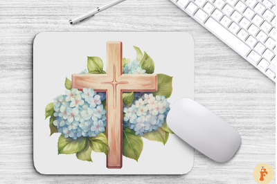 Wooden Cross With Hydrangea Flowers