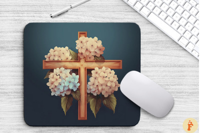 Wooden Cross With Hydrangea Flowers