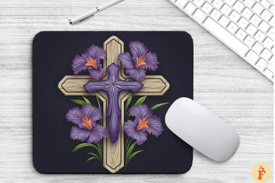 Wooden Cross With Iris Flowers