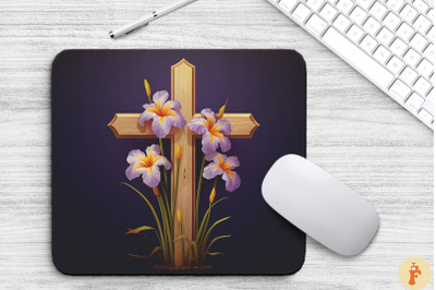 Wooden Cross With Iris Flowers