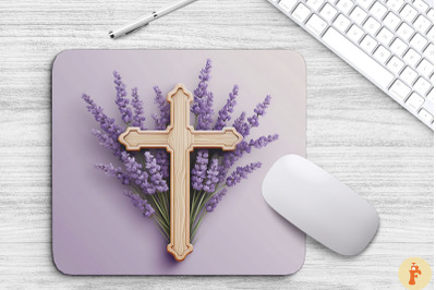 Wooden Cross With Lavender Flowers