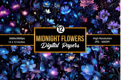 Mystical Midnight Flowers Seamless Pattern