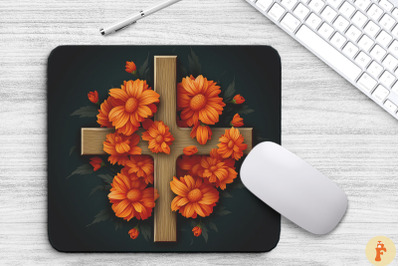 Wooden Cross With Marigold Flowers