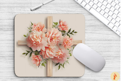 Wooden Cross With Peony Flowers