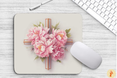 Wooden Cross With Peony Flowers