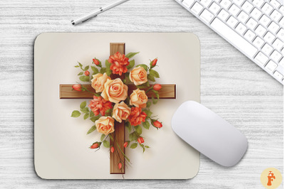 Wooden Cross With Rose Flowers