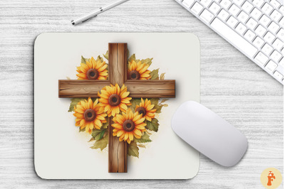 Wooden Cross With Sunflower Flowers