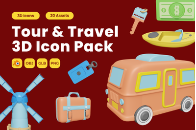Tour and Travel 3D Icon Pack Vol 2