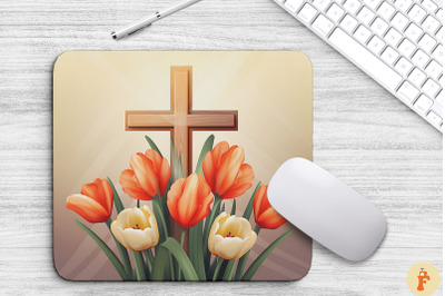 Wooden Cross With Tulip Flowers