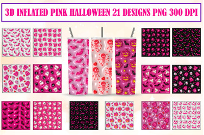 3D Inflated Cute Pink Halloween Design Bundle