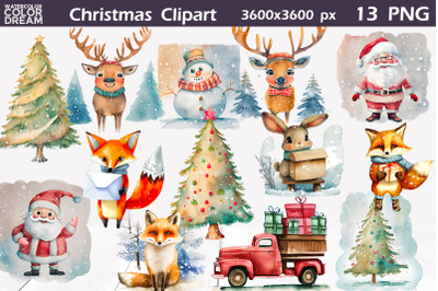 Watercolor Christmas Clipart | Christmas Characters PNG