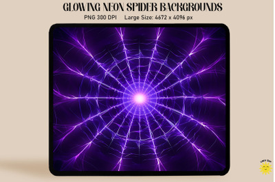 Glowing Purple Neon Spiderweb