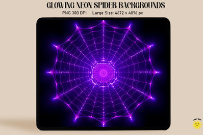 Glowing Purple Neon Spiderweb