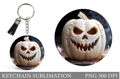 Halloween Pumpkin Keychain Design. Halloween Round Keychain