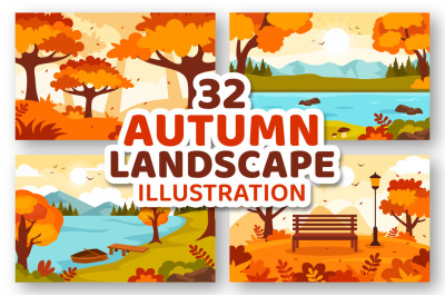 32 Autumn Landscape Background Illustration