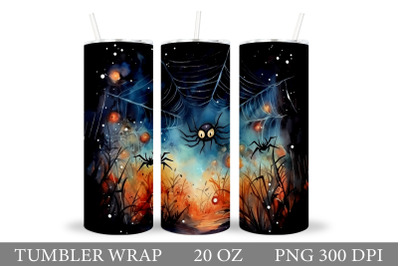 Spider Watercolor Tumbler. Halloween Spider Tumbler Design