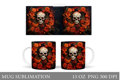 Skull Mug Wrap Design. Halloween Mug Wrap Sublimation