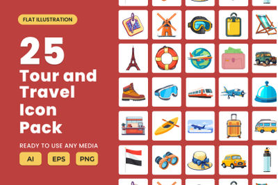 Tour and Travel 2D Icon Illustration Set Vol 2