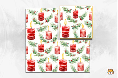 Christmas Candle Seamless Pattern 2