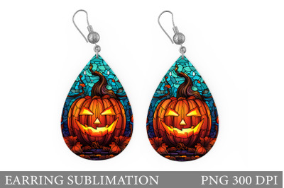 Pumpkin Teardrop Earring. Stained Glass Earring Design