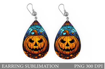 Halloween Pumpkin Earring. Stained Glass Earring Design