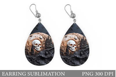 Skull Teardrop Earring Design. Halloween Earring Sublimation