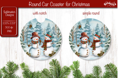 Car Coaster Christmas Sublimation Round coaster Sublimation design Sno