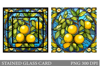 Stained Glass Lemons Card. Stained Glass Fruit Card Design