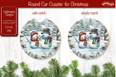 Car Coaster Christmas Sublimation Round coaster Sublimation design Sno