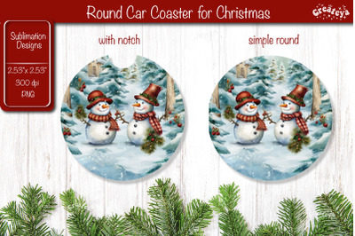 Car Coaster Christmas Sublimation Round coaster Sublimation design Sno