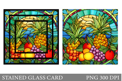 Stained Glass Fruits Card. Stained Glass Tropical Fruit Card