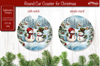 Car Coaster Christmas Sublimation Round coaster Sublimation design Sno