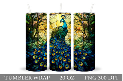 Stained Glass Peacock Tumbler Wrap Design