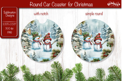 Coaster Christmas Sublimation coaster design Snowman PNG Watercolor