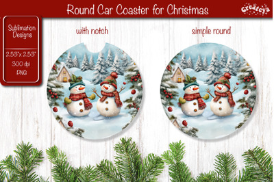 Coaster Christmas Sublimation coaster design Snowman PNG Watercolor