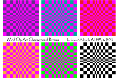 Mod Op Art Checkerboard Patterns