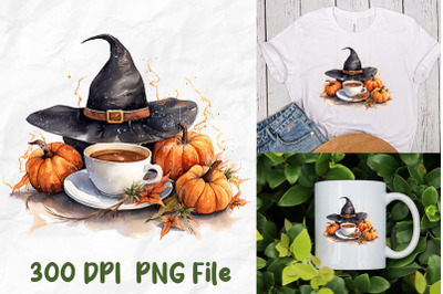 Halloween Witch Needs Coffee Pumpkins