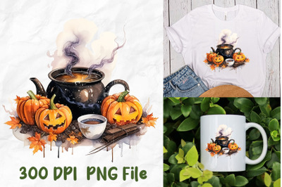 Halloween Witch Cauldron Coffee Pumpkins