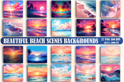 Beautiful Beach Scenes Backgrounds Bundle