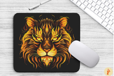 Chinapunk Yellow Tiger Head Mouse Pad