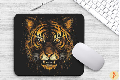 Chinapunk Yellow Tiger Head Mouse Pad