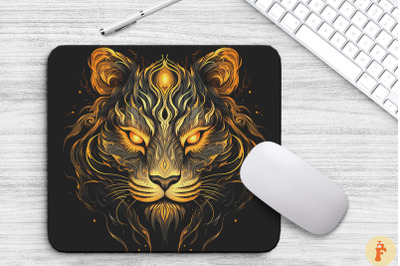 Chinapunk Yellow Tiger Head Mouse Pad