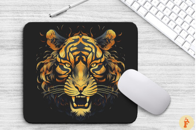 Chinapunk Yellow Tiger Head Mouse Pad