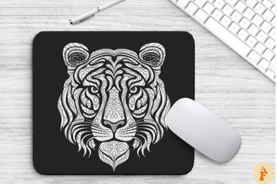 Abstract Boho White Tiger Line Art